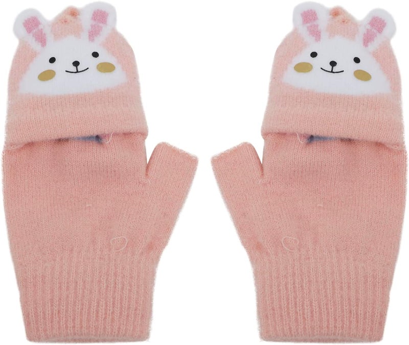 NICEYST Kids Convertible Flip Top Gloves Children Winter Warm Knitted Fingerless Mittens for Boys Girls 6-10 Years Old - Image 2